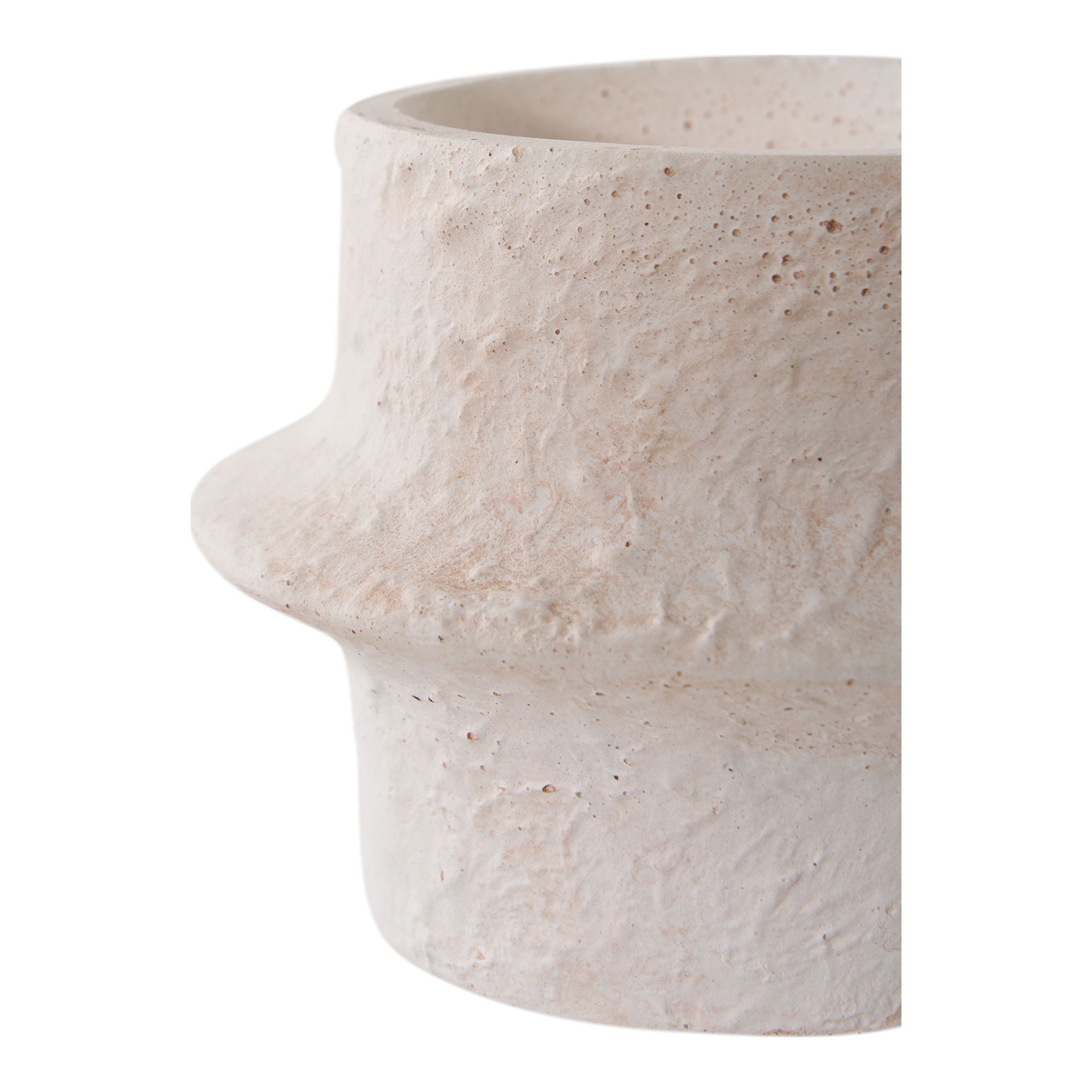 Bougeoirs cylindriques en céramique blanche texturée sculpturale – Set de 2