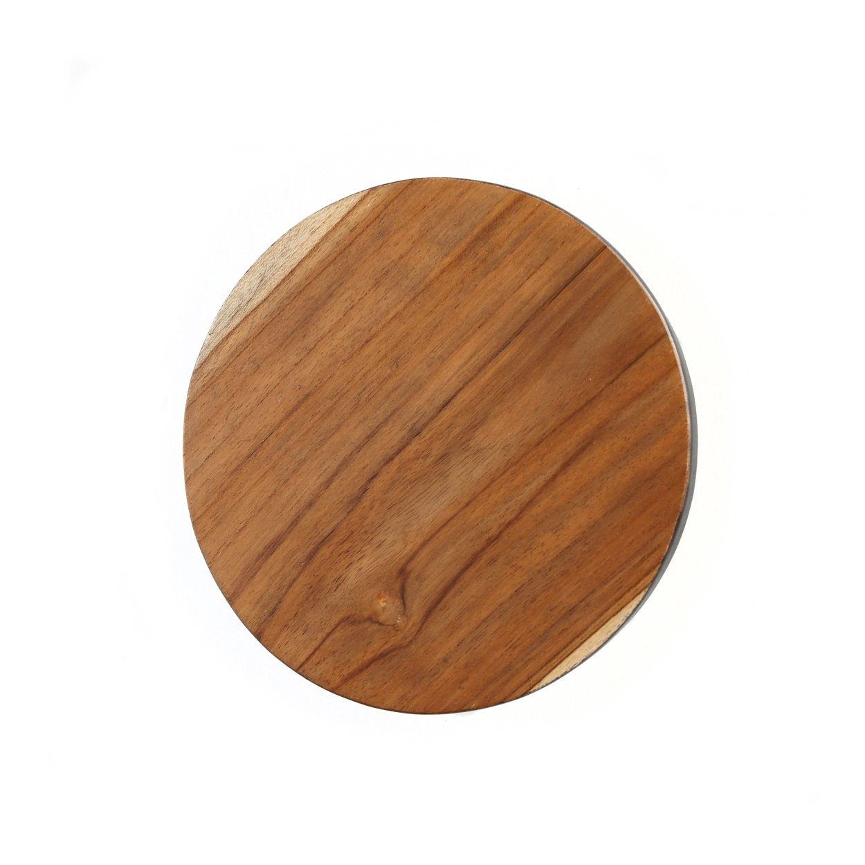 Plateau à gâteau rond en bois de teck naturel et noir – Ø17 cm