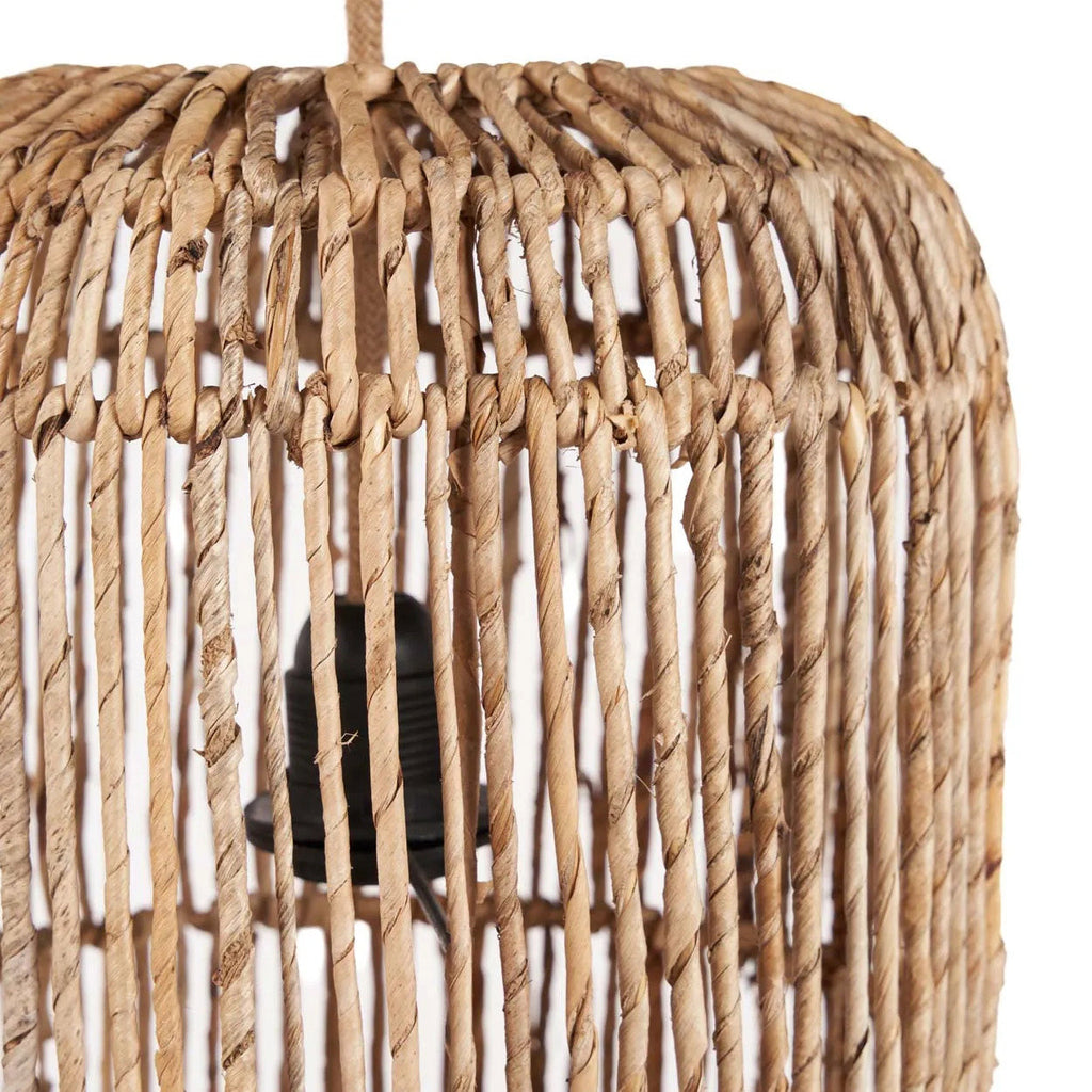 Lampe à poser en fibres naturelles tressées forme sculpturale – H80 cm