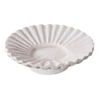 Bougeoirs en ciment blanc finition pierre plissée – Set de 2