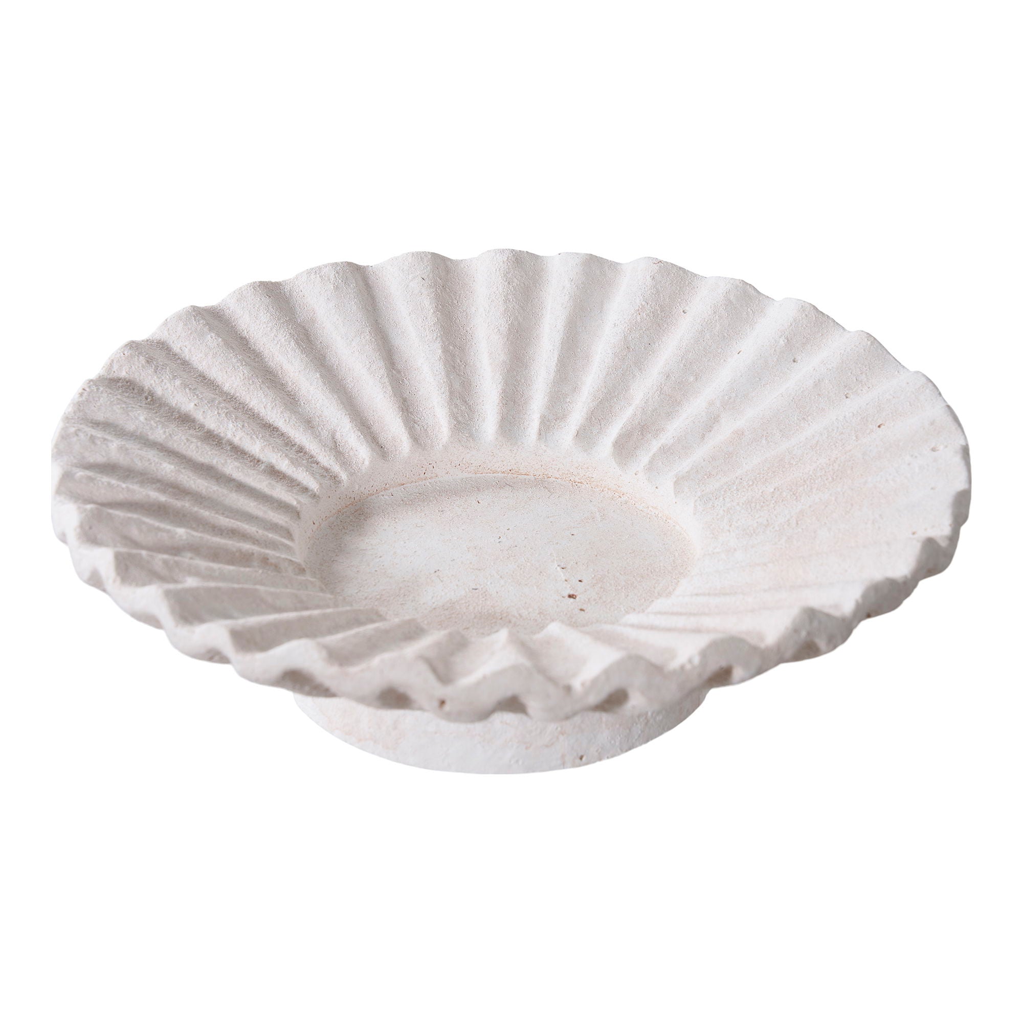 Bougeoirs en ciment blanc finition pierre plissée – Set de 2