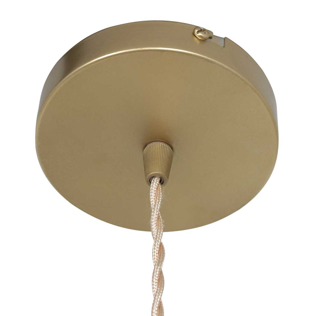 Suspension verre facetté et laiton doré à câble torsadé – Ø18 cm