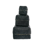 Boîte décorative perlée en bambou noir motif chevrons avec couvercle