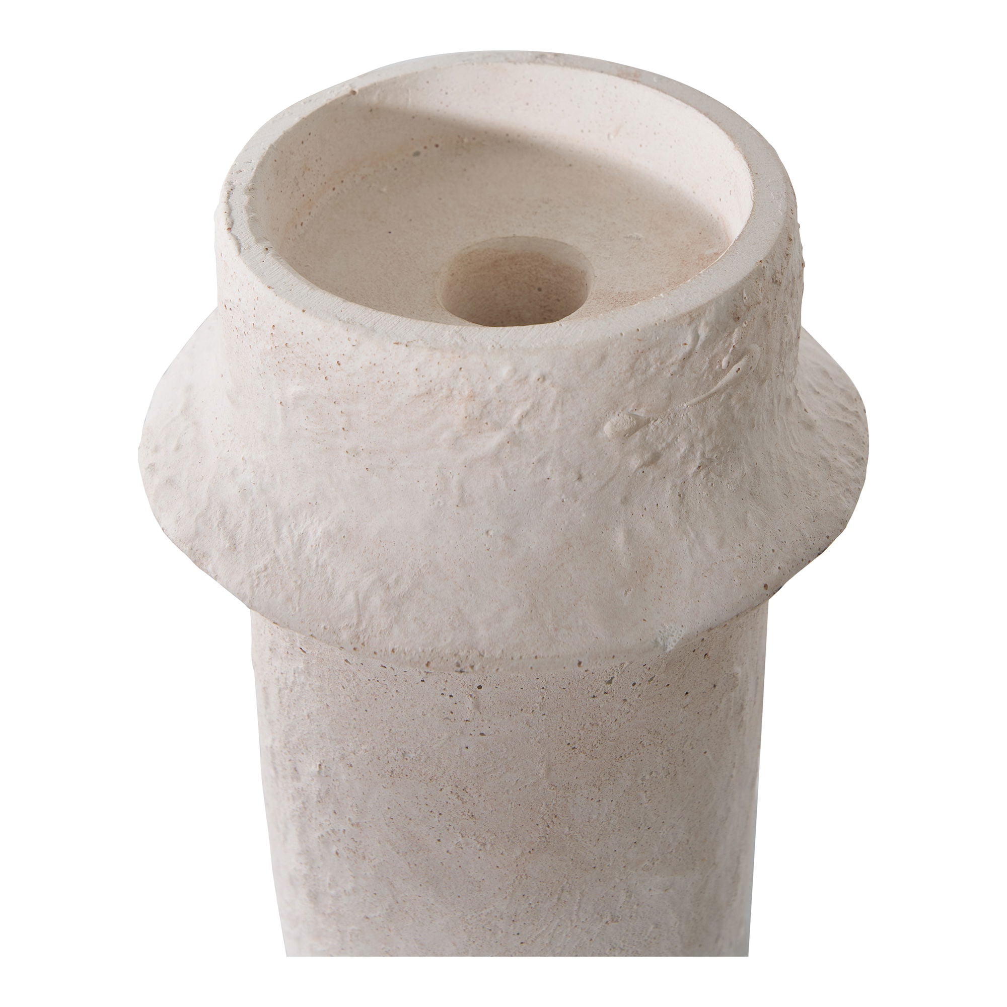 Bougeoirs cylindriques en céramique blanche texturée sculpturale – Set de 2