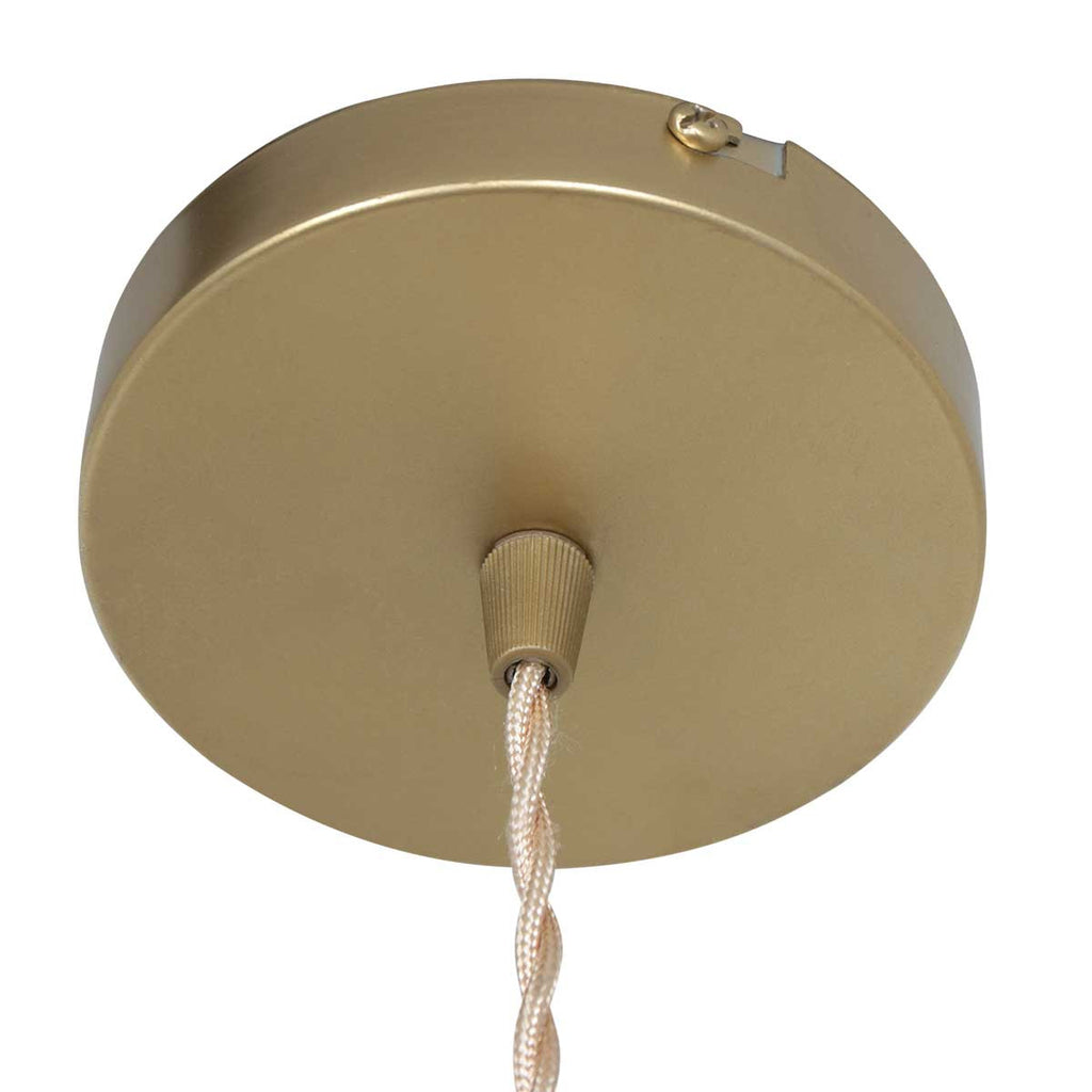 Suspension en verre taillé transparent et laiton doré forme goutte – Ø14 cm