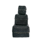 Boîte décorative perlée noire en bambou motifs chevrons avec couvercle
