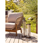 Lanterne en métal aspect laiton et verre strié à poser – H60 cm