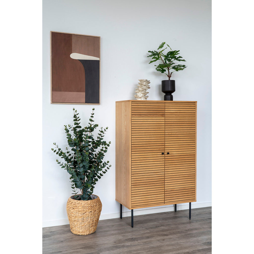 Cache-pot rond en jacinthe d’eau tressée beige miel – Ø34,5 cm