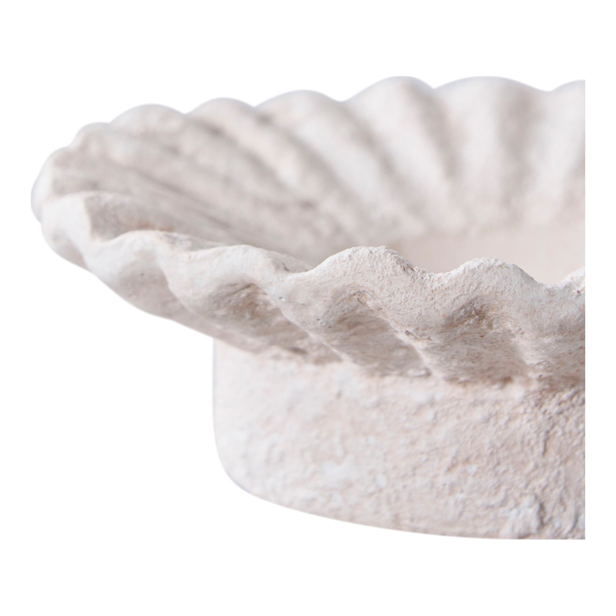 Bougeoirs en ciment blanc finition pierre plissée – Set de 2