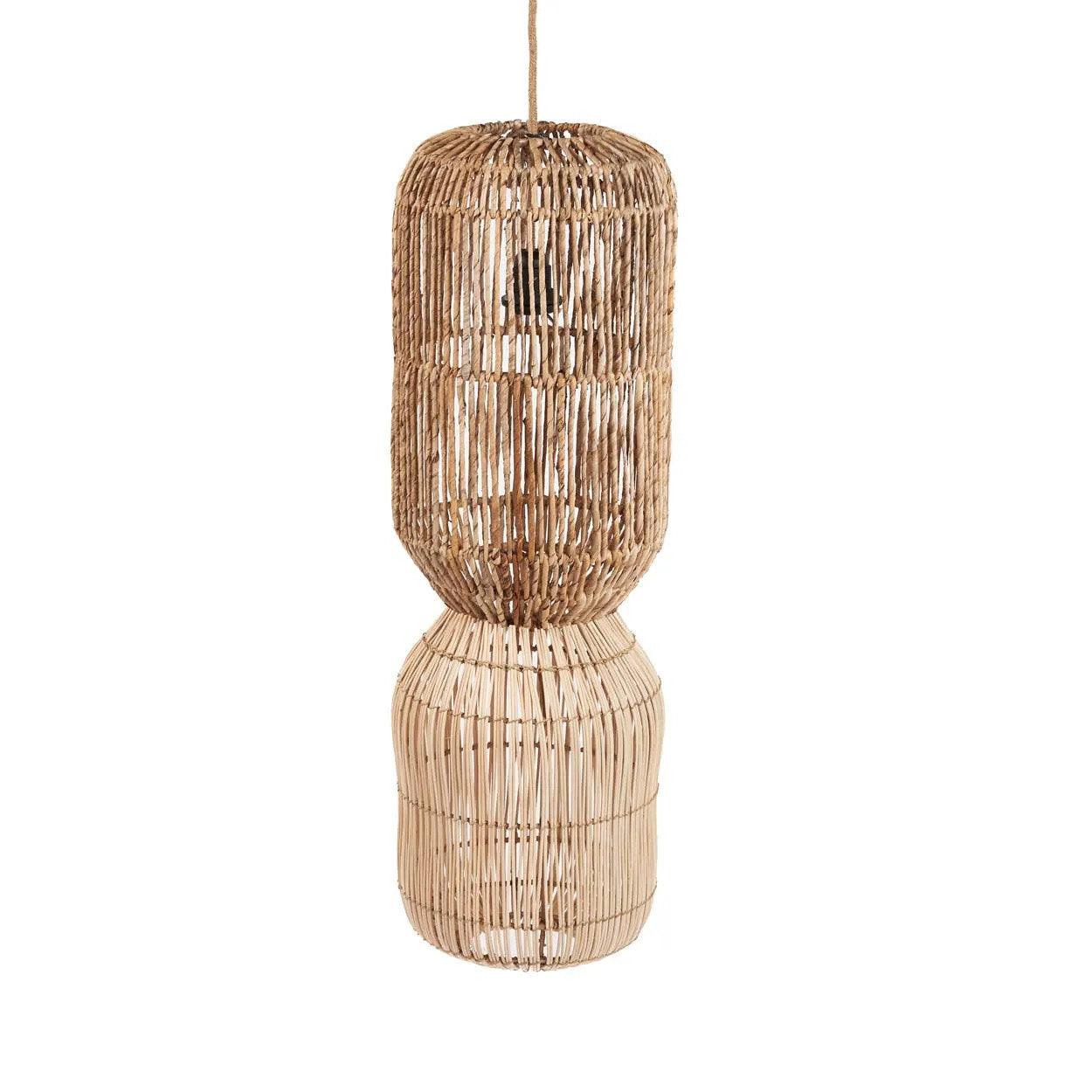 Lampe à poser en fibres naturelles tressées forme sculpturale – H80 cm