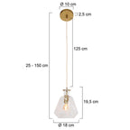 Suspension verre facetté et laiton doré à câble torsadé – Ø18 cm
