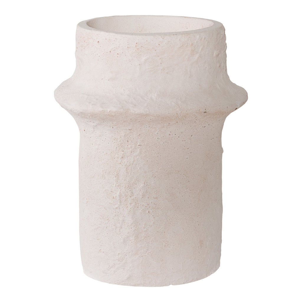 Bougeoirs cylindriques en céramique blanche texturée sculpturale – Set de 2