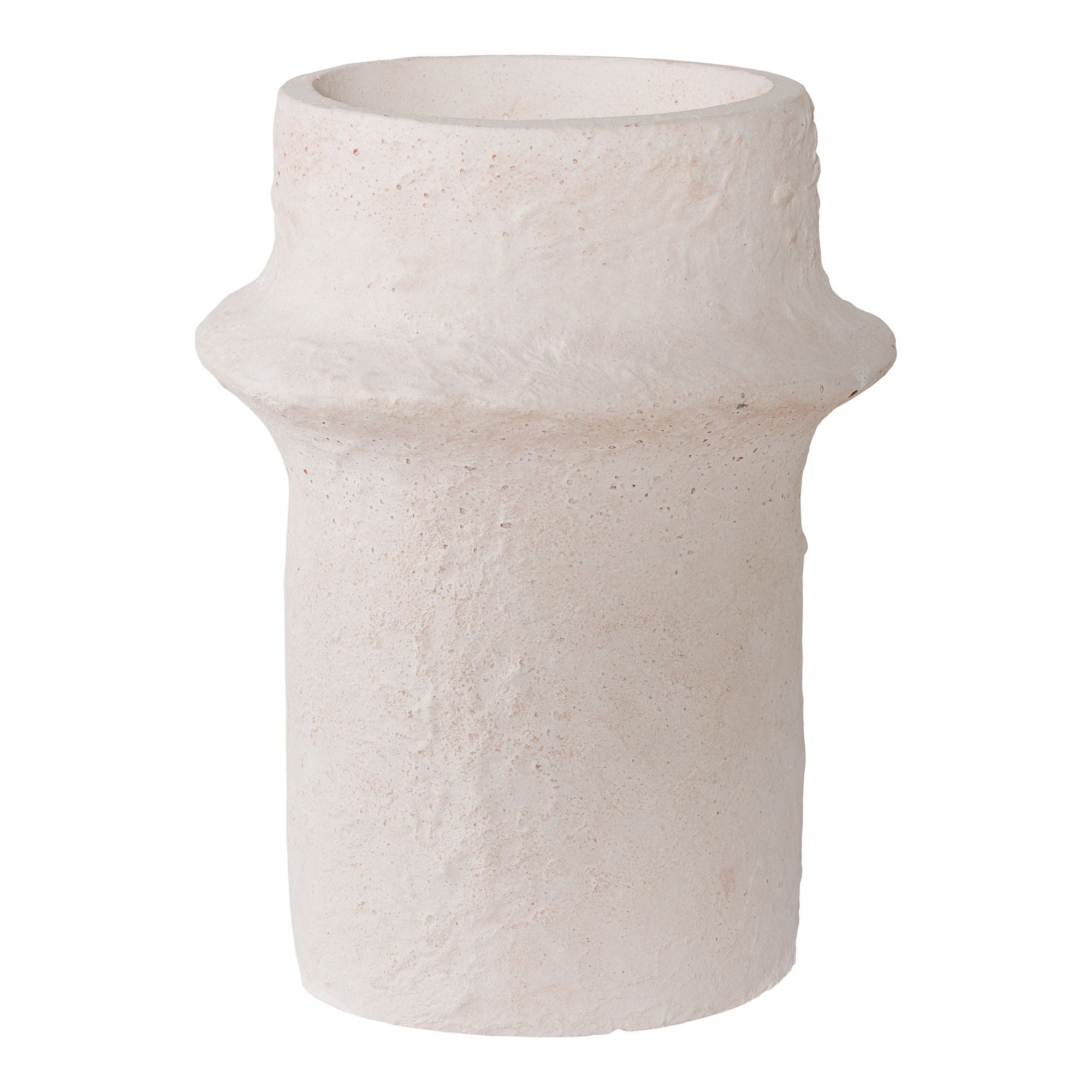Bougeoirs cylindriques en céramique blanche texturée sculpturale – Set de 2