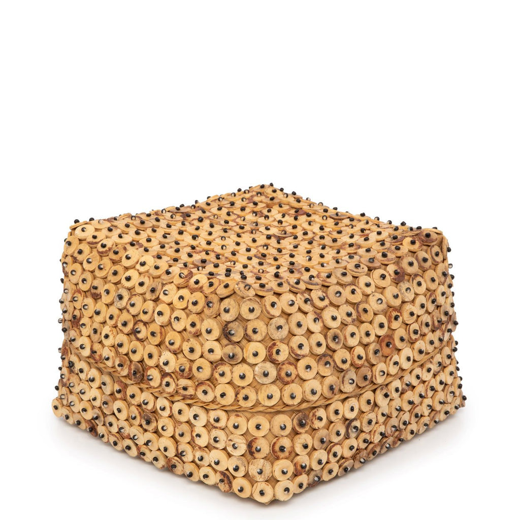 Panier de rangement en fibres tressées et bois