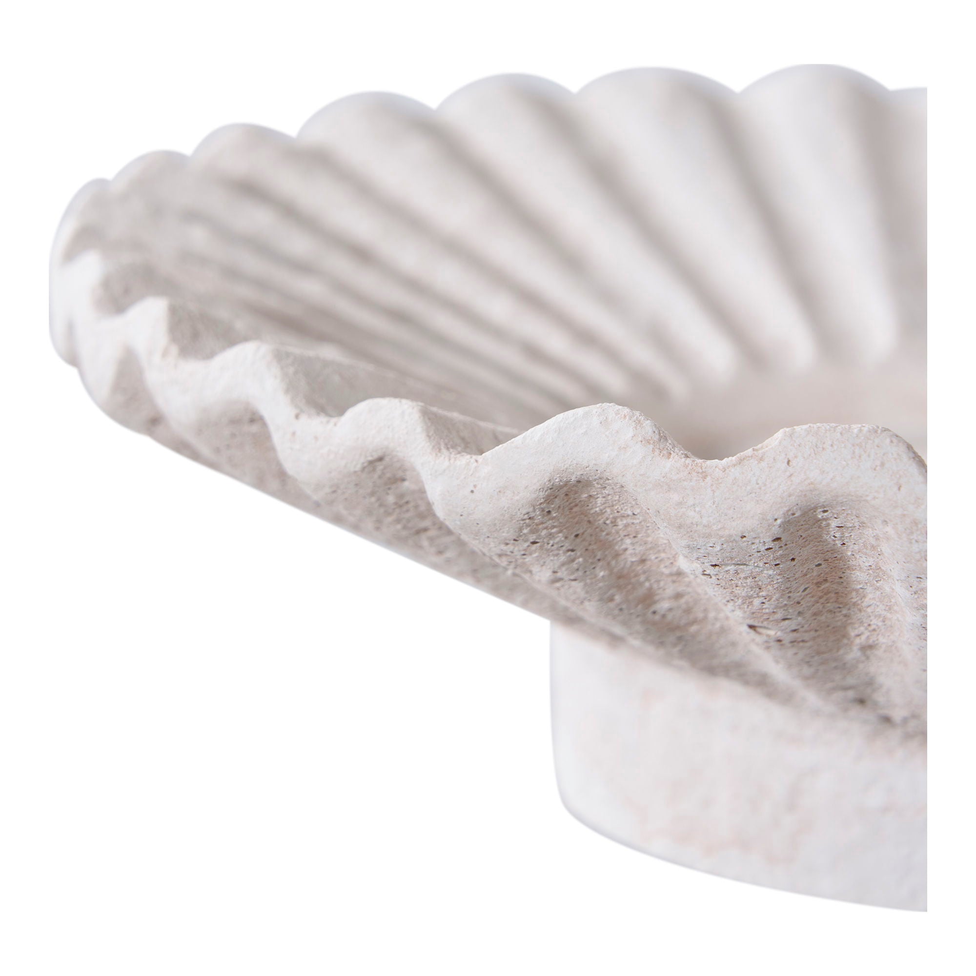 Bougeoirs en ciment blanc finition pierre plissée – Set de 2