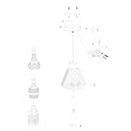 Suspension en verre taillé transparent et laiton doré forme goutte – Ø14 cm