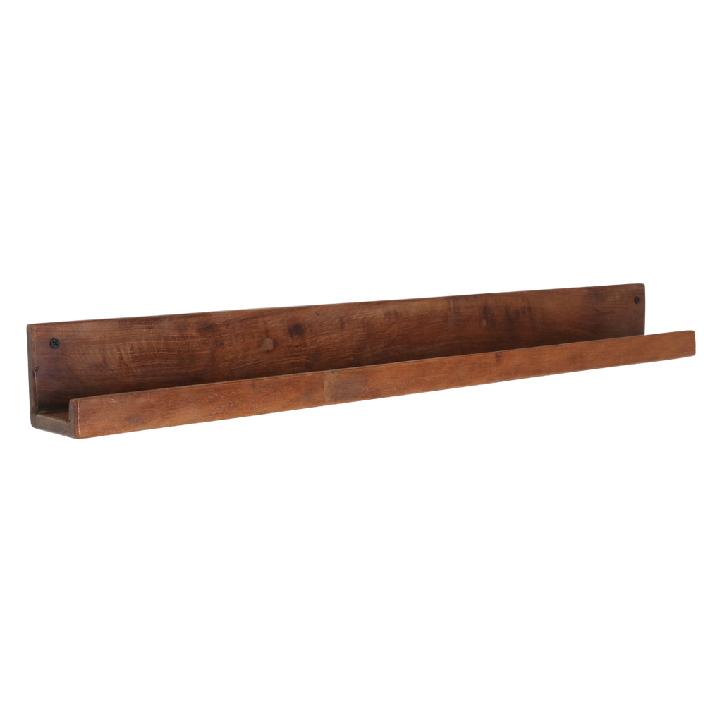 Étagère murale bois recyclé brun pour cadres - 75x8 cm