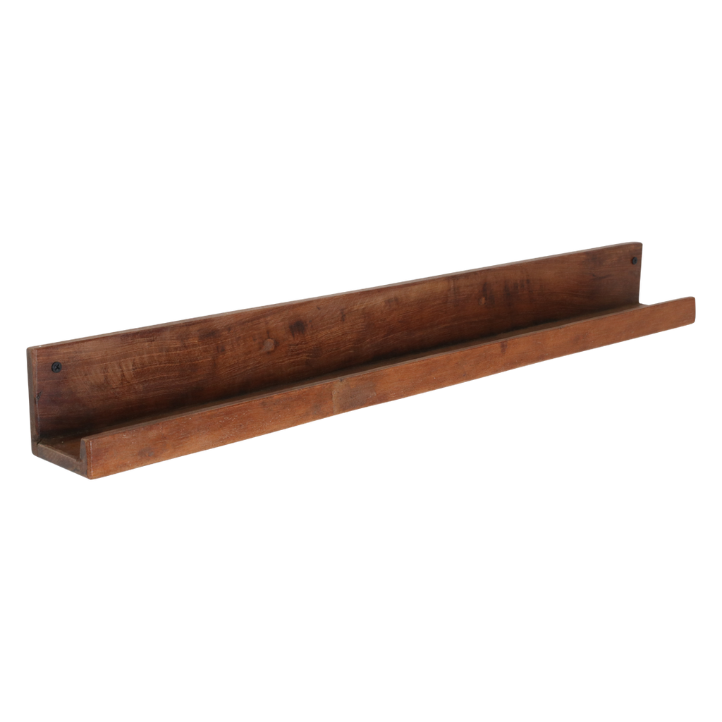 Étagère murale bois recyclé brun pour cadres - 75x8 cm