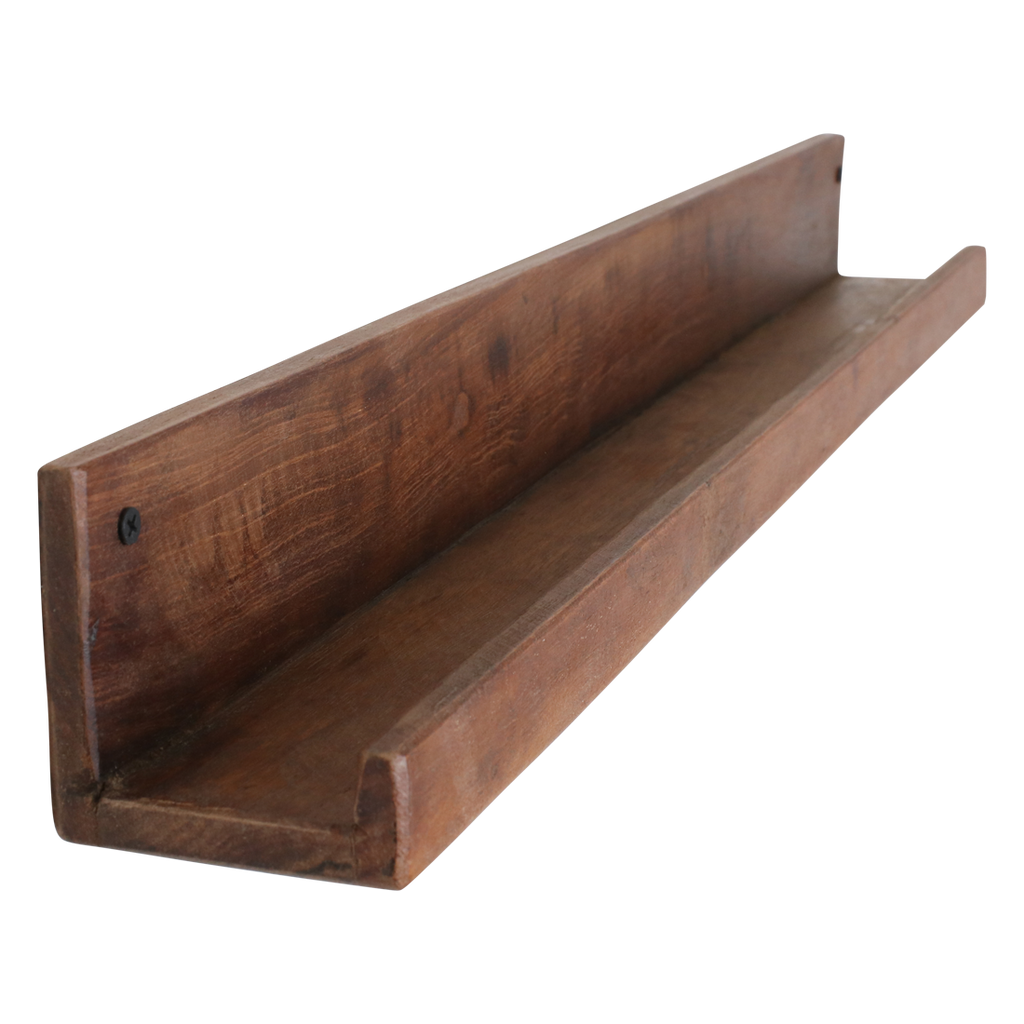 Étagère murale bois recyclé brun pour cadres - 75x8 cm
