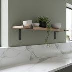 Étagère murale en bois de manguier et métal noir – 80x18 cm