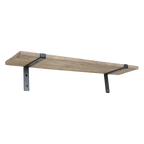 Étagère murale en bois de manguier et métal noir – 80x18 cm