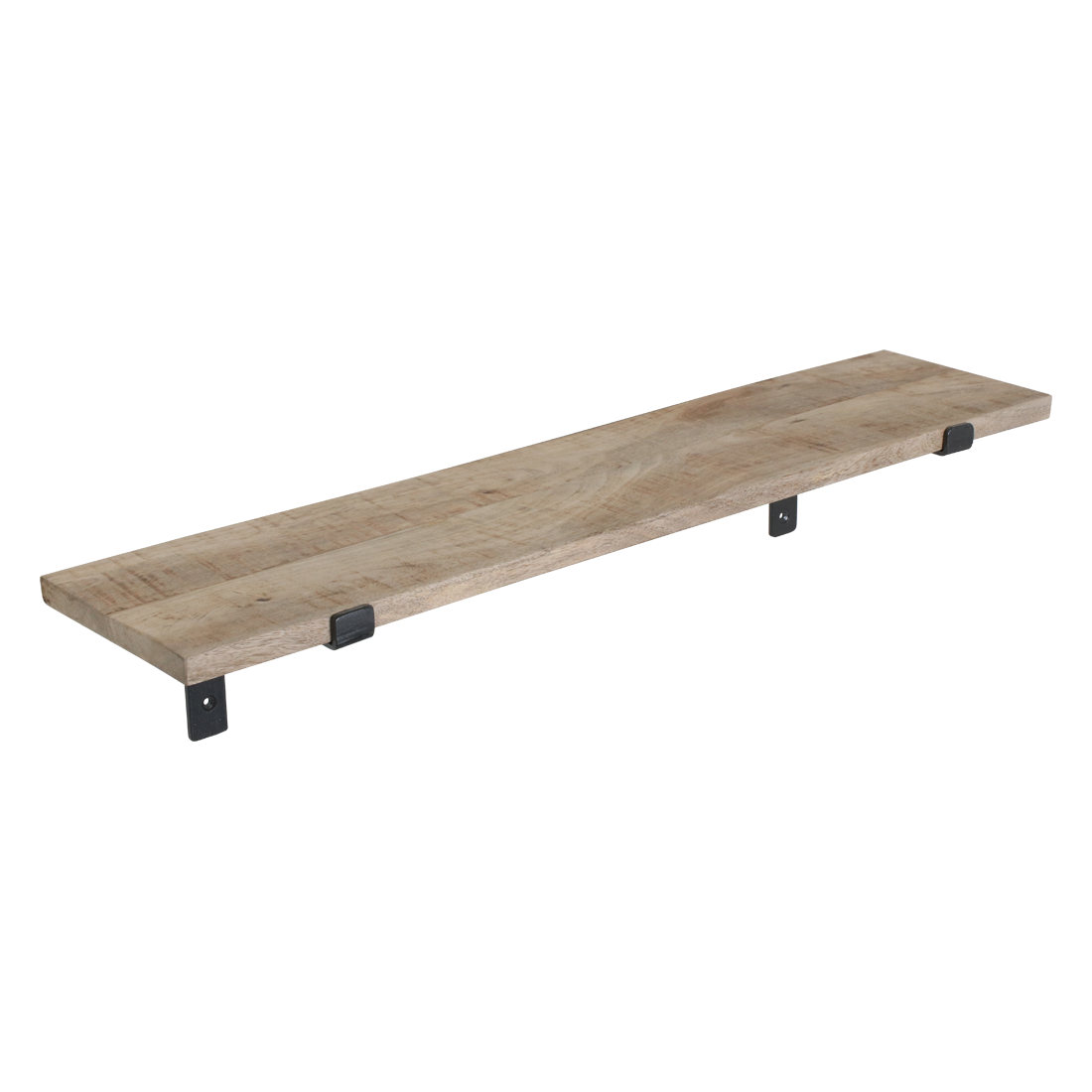 Étagère murale en bois de manguier et métal noir – 80x18 cm