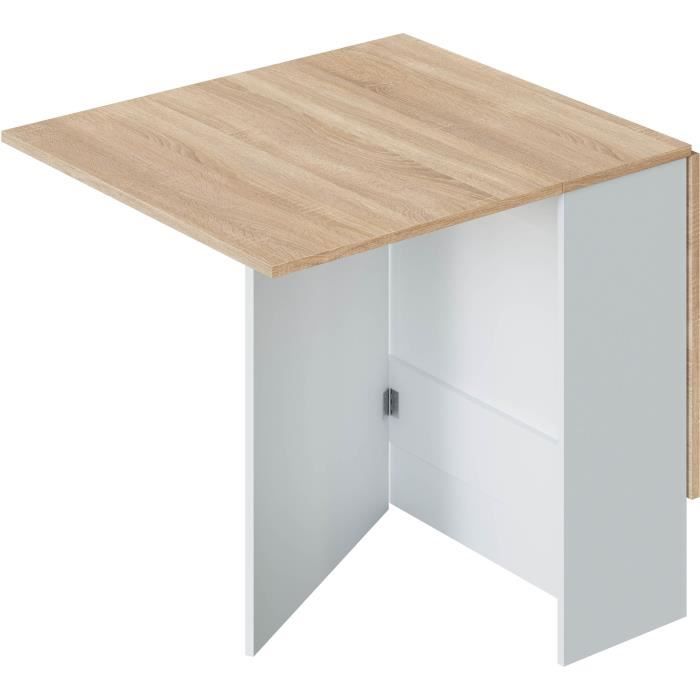 Table pliante bois clair et blanc forme rectangulaire – 140x77 cm