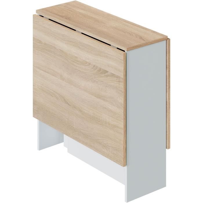 Table pliante bois clair et blanc forme rectangulaire – 140x77 cm