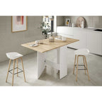 Table pliante bois clair et blanc forme rectangulaire – 140x77 cm