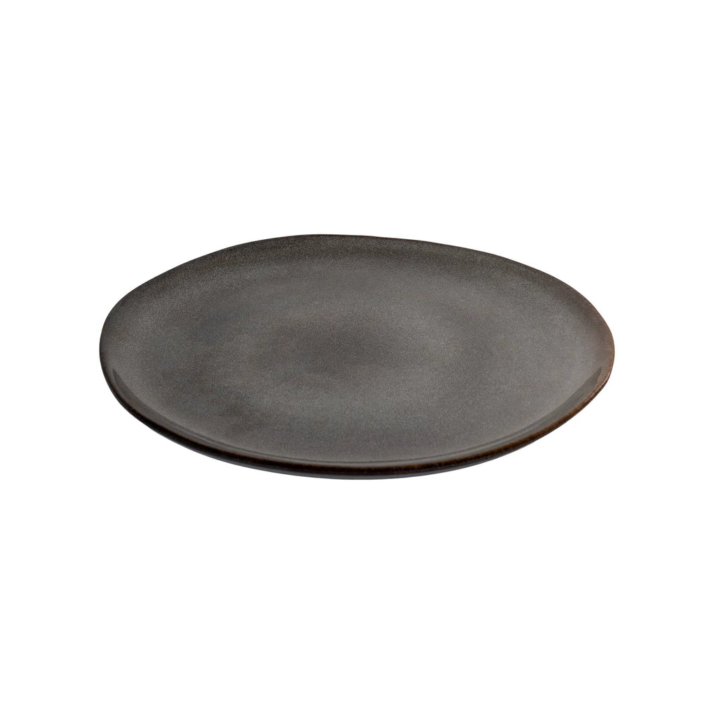 Assiettes en grès gris marron ø21 cm - Lot de 4