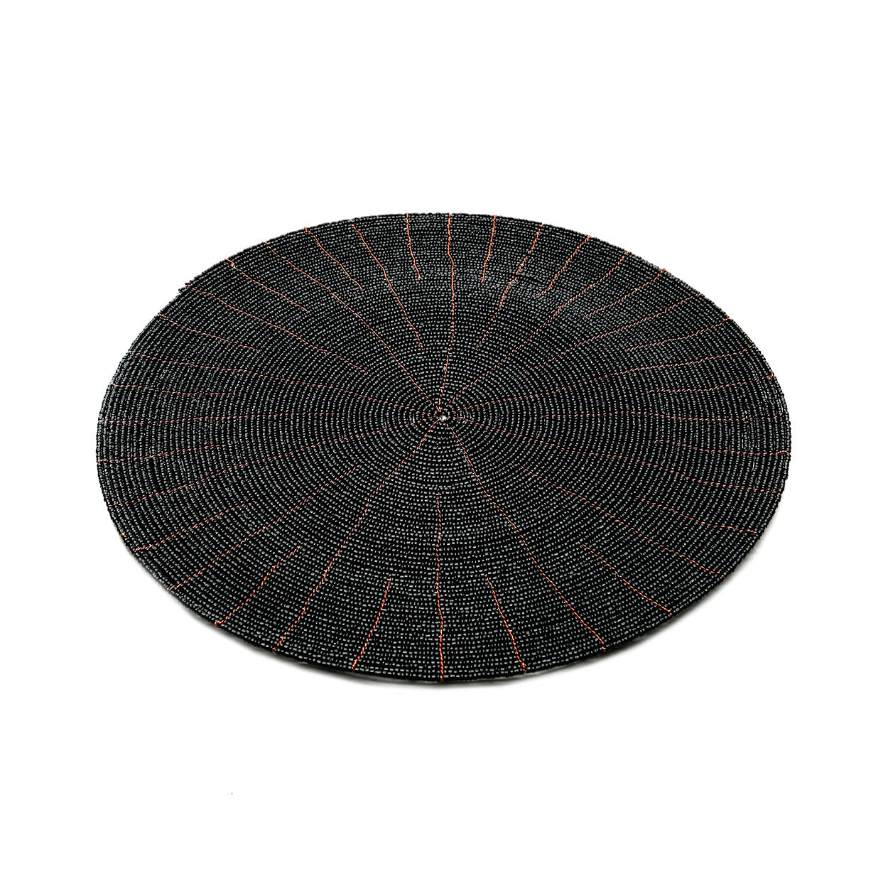 Set de table rond en perles noires motif rayonnant