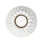 Porte-bougie rond en coquillages blancs finition perlée