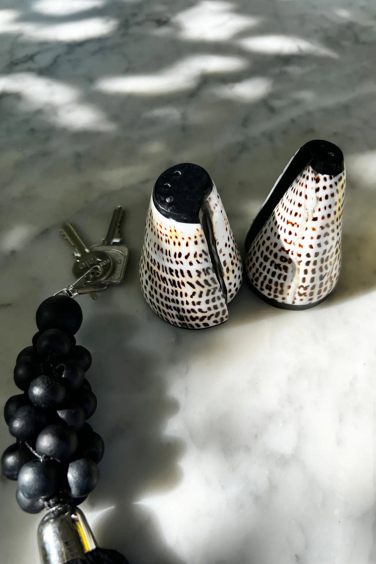 Salière et poivrière coquillage naturel noir – Set de 2