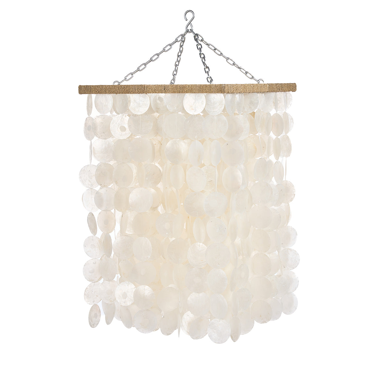 Suspension en perles de bois naturelles forme goutte – H85 cm