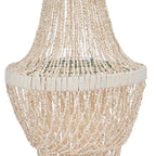 Suspension en coquillages beige en cascade pour salon – H85 cm