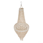 Suspension en coquillages beige en cascade pour salon – H85 cm