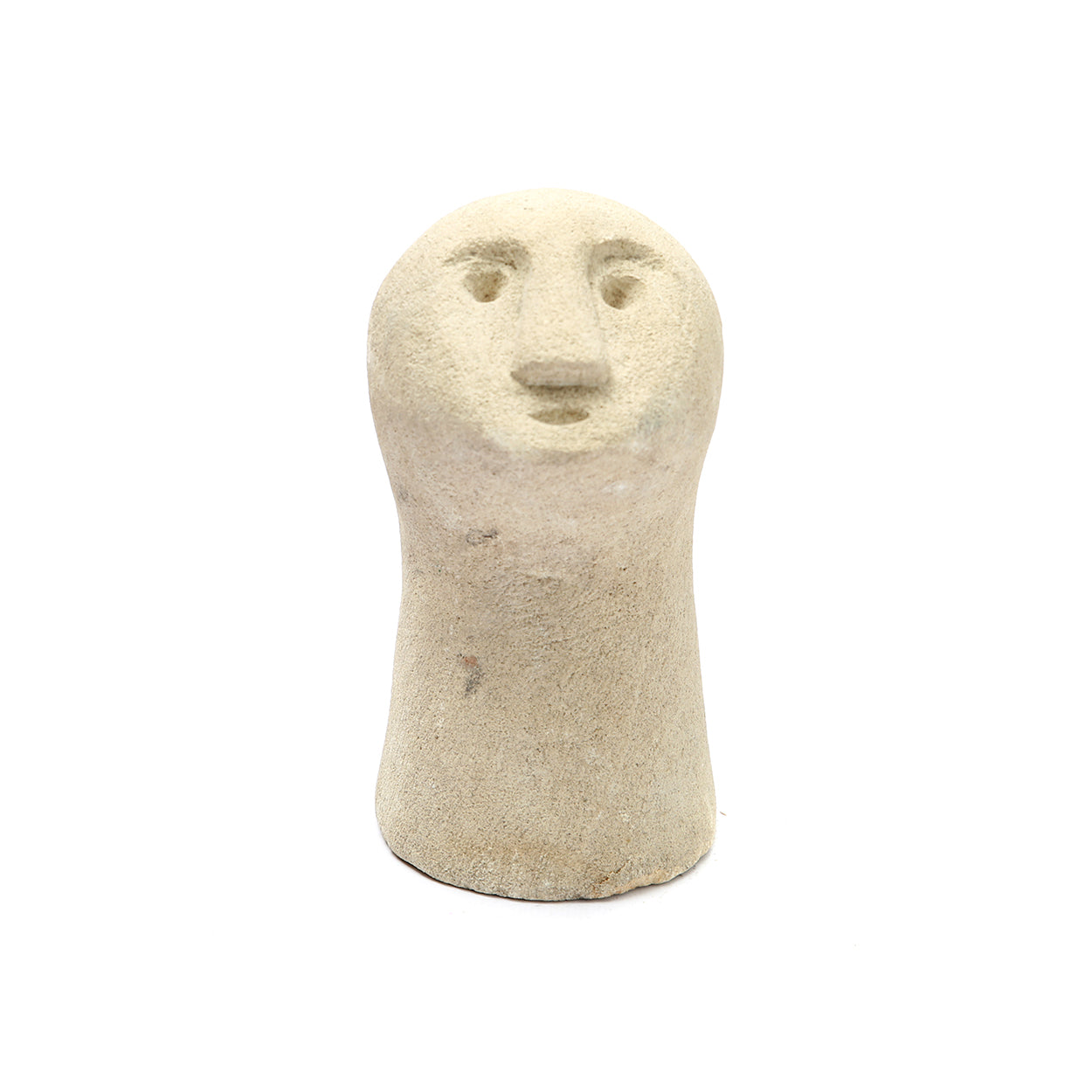 Figurine décorative en grès sculpté – Visage beige