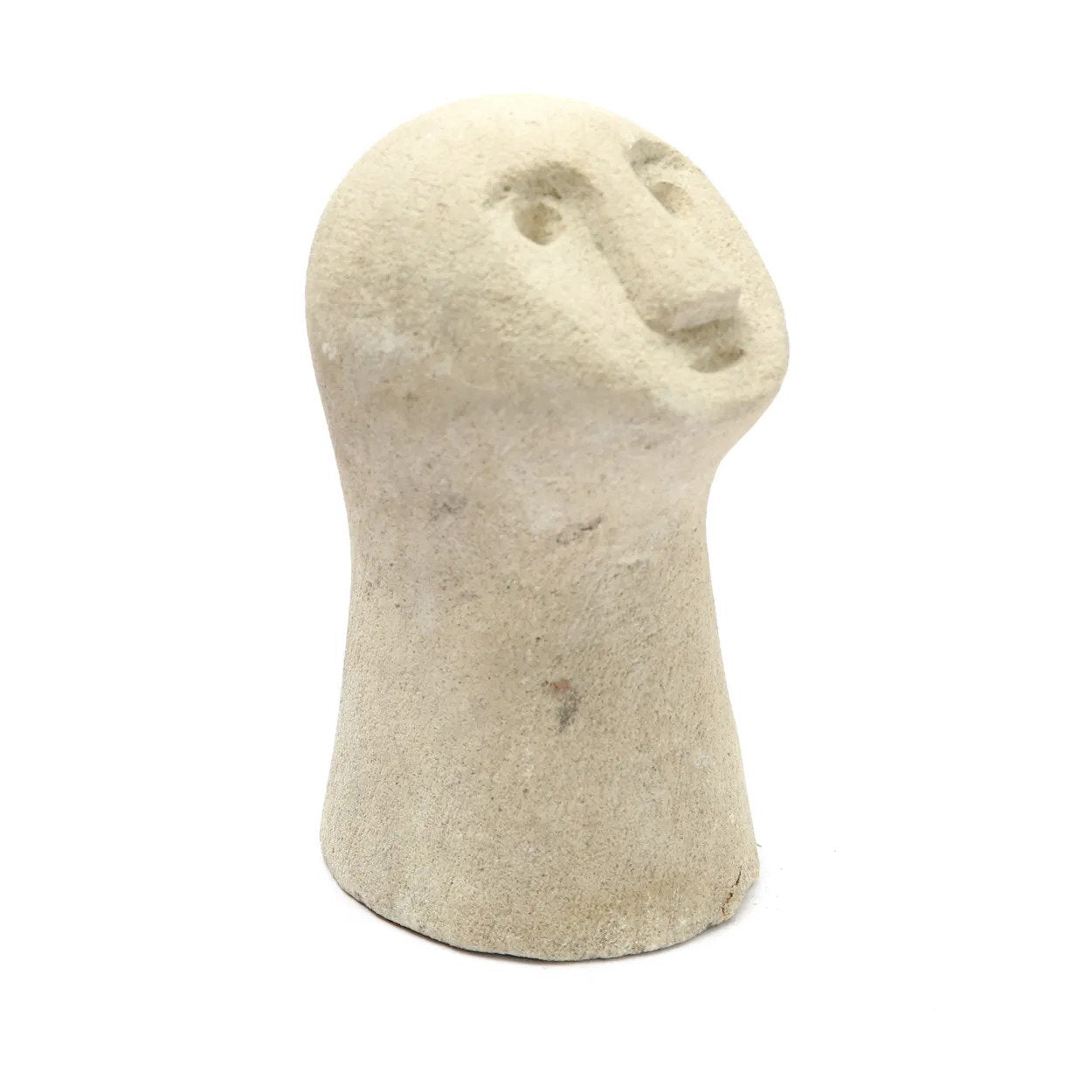 Figurine décorative en grès sculpté – Visage beige