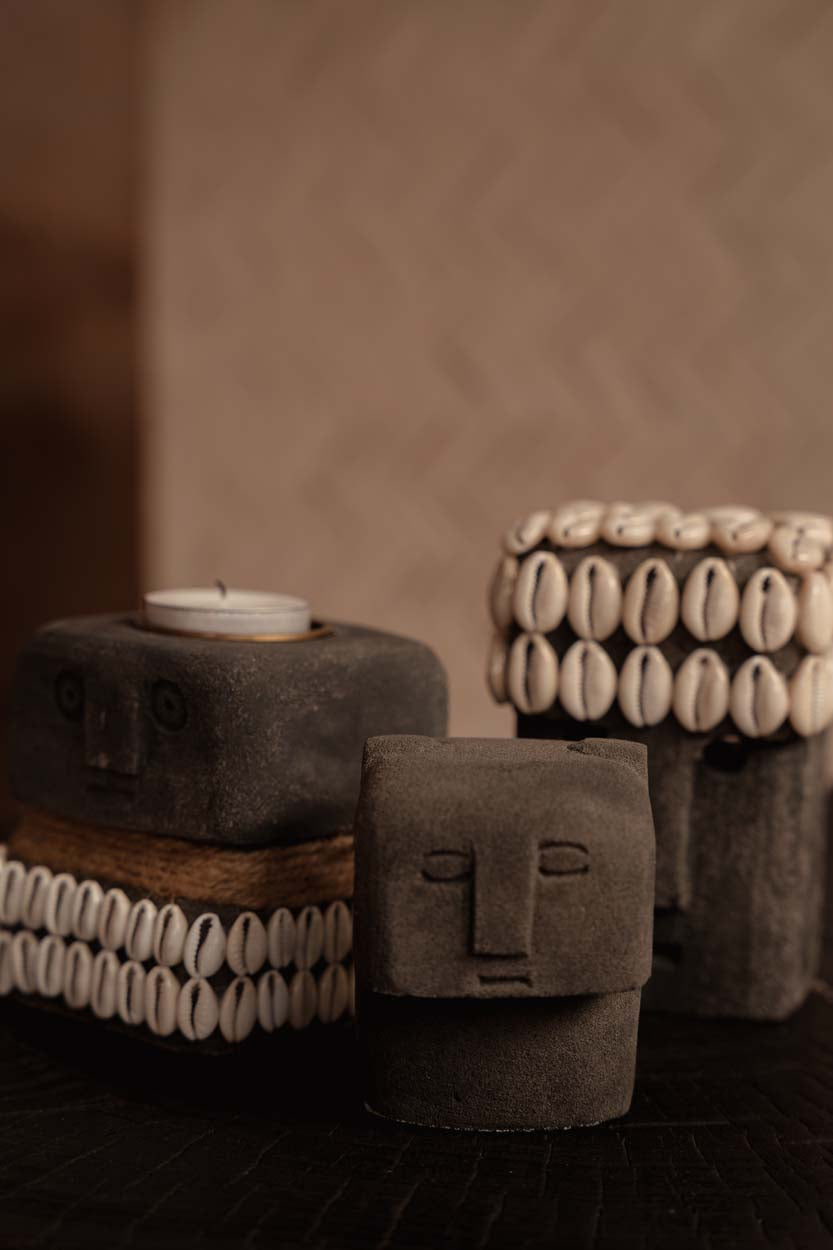 Sculpture décorative en pierre grise - 9x6 cm