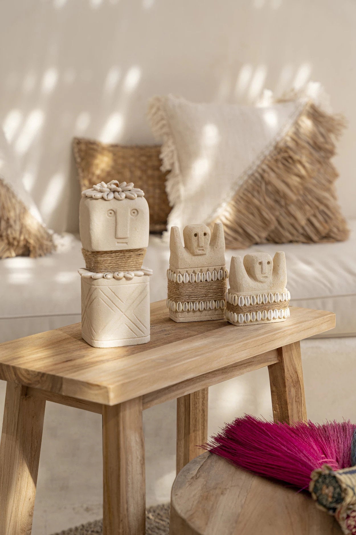 Statue pierre de Sumba visage en grès naturel - 10 cm