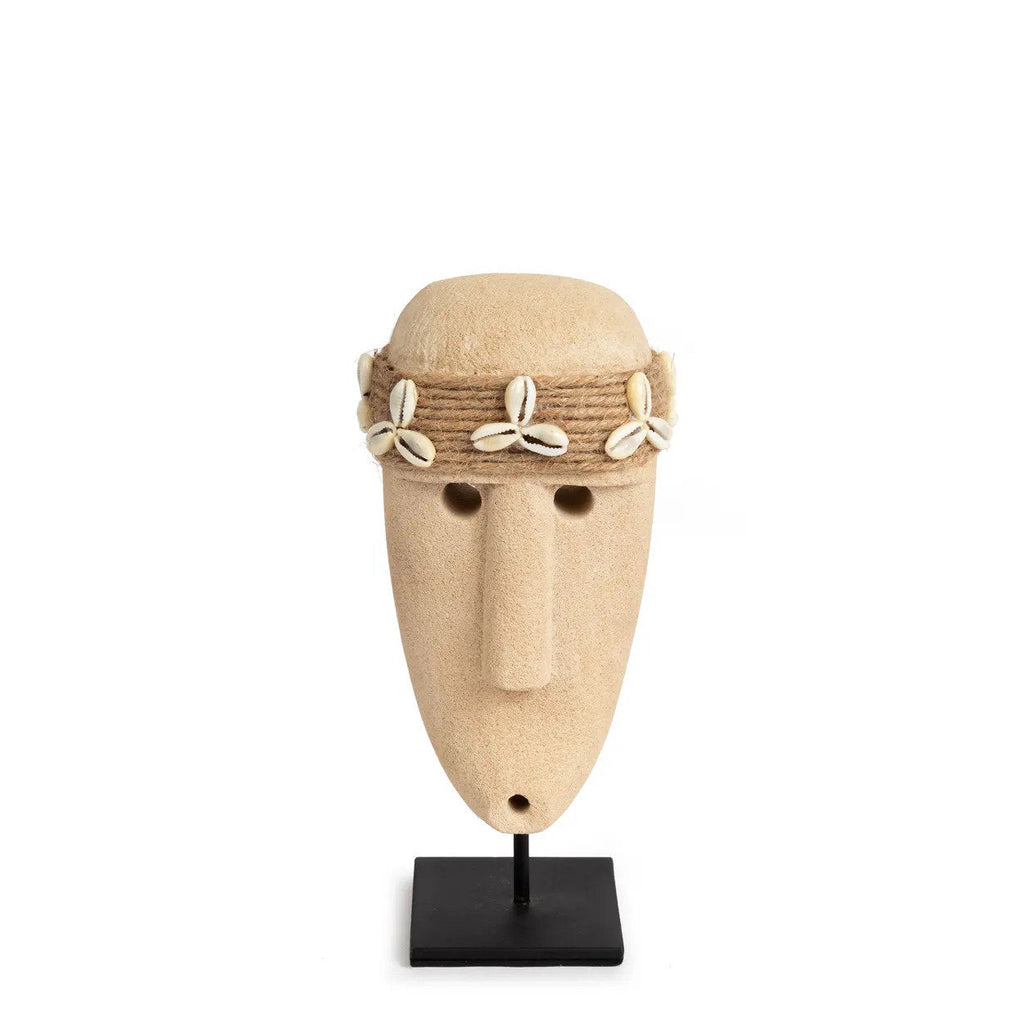 Statue en grès ovale avec coquillages – Naturel