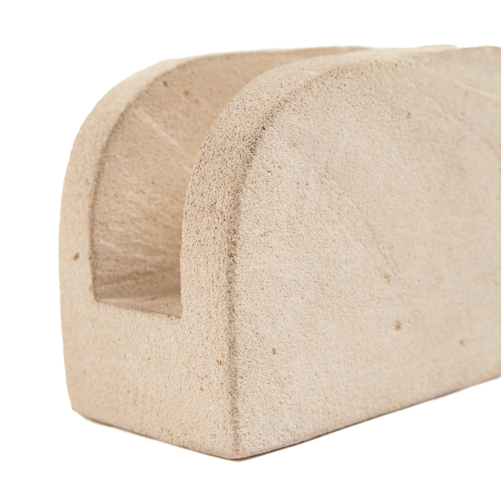 Porte-serviettes de table en pierre naturelle forme arche beige