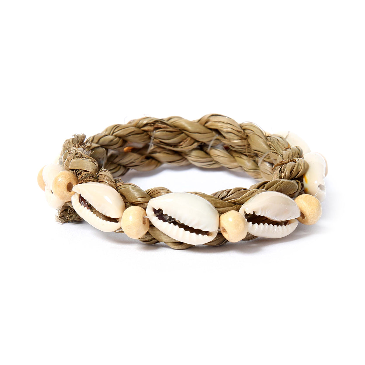 Anneaux de serviette en herbe marine et coquillages cauris – Set de 4