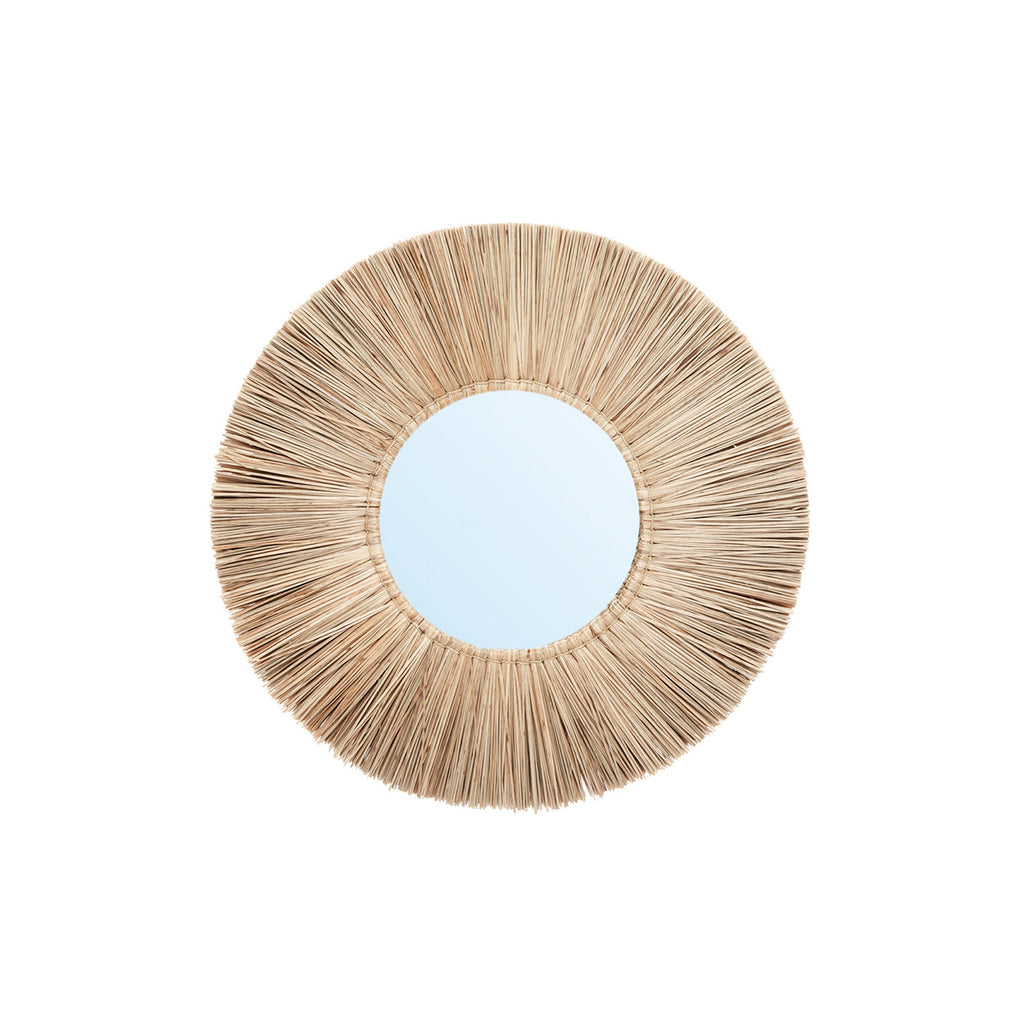 Miroir rond en herbe Alang Alang 45 cm naturel
