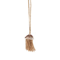 Gland décoratif en raphia naturel avec coquillage moucheté