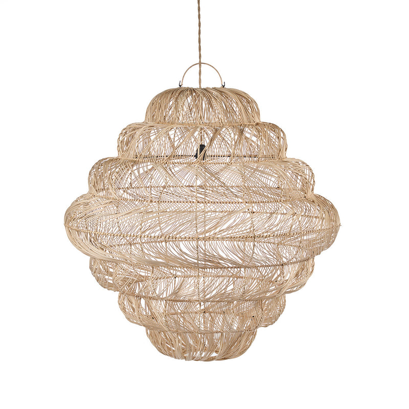 Suspension rotin naturel ajouré forme nuage – Ø102 cm