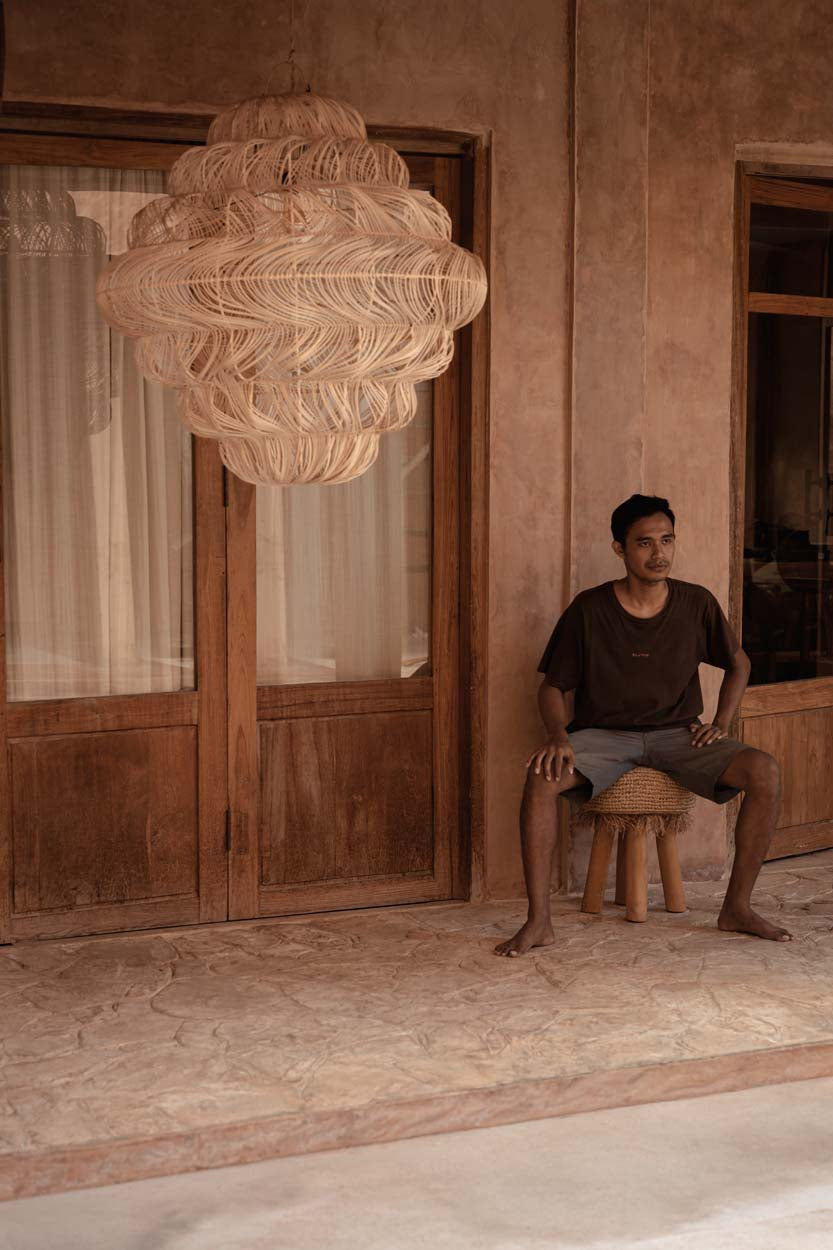 Suspension rotin naturel ajouré forme nuage – Ø102 cm