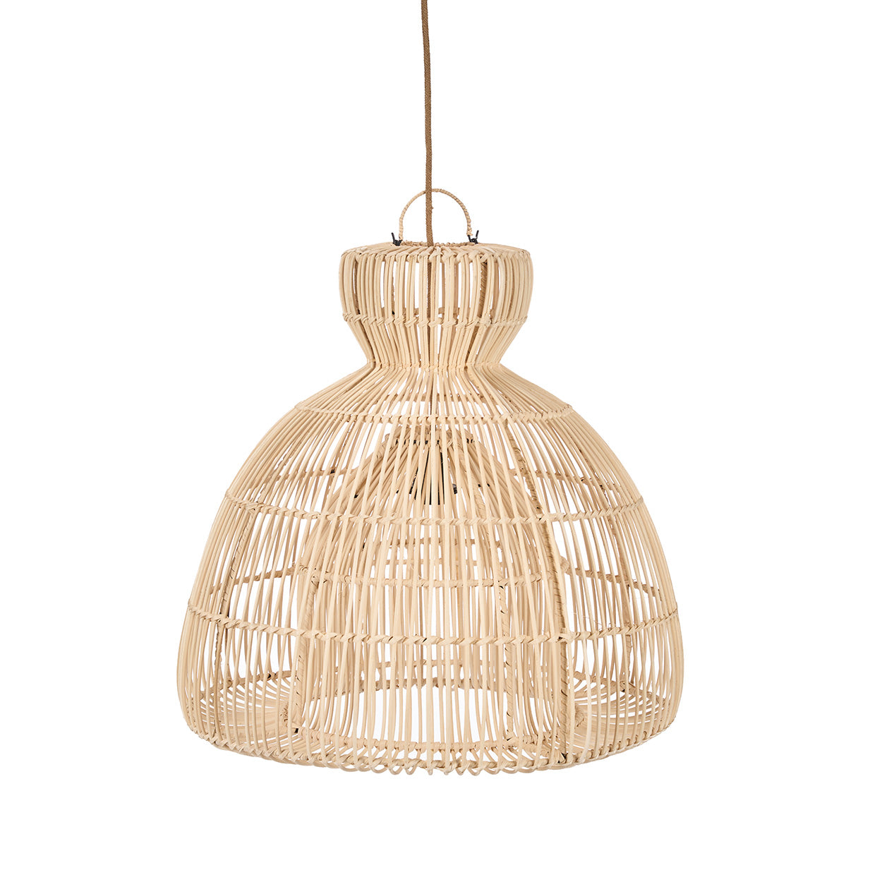 Suspension en rotin naturel tressé silhouette cloche – Ø57 cm
