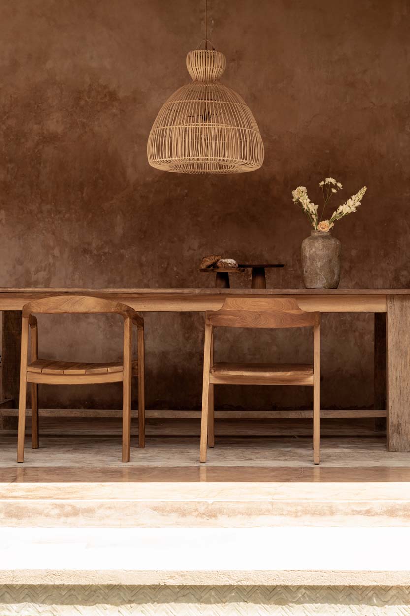 Suspension en rotin naturel tressé silhouette cloche – Ø57 cm