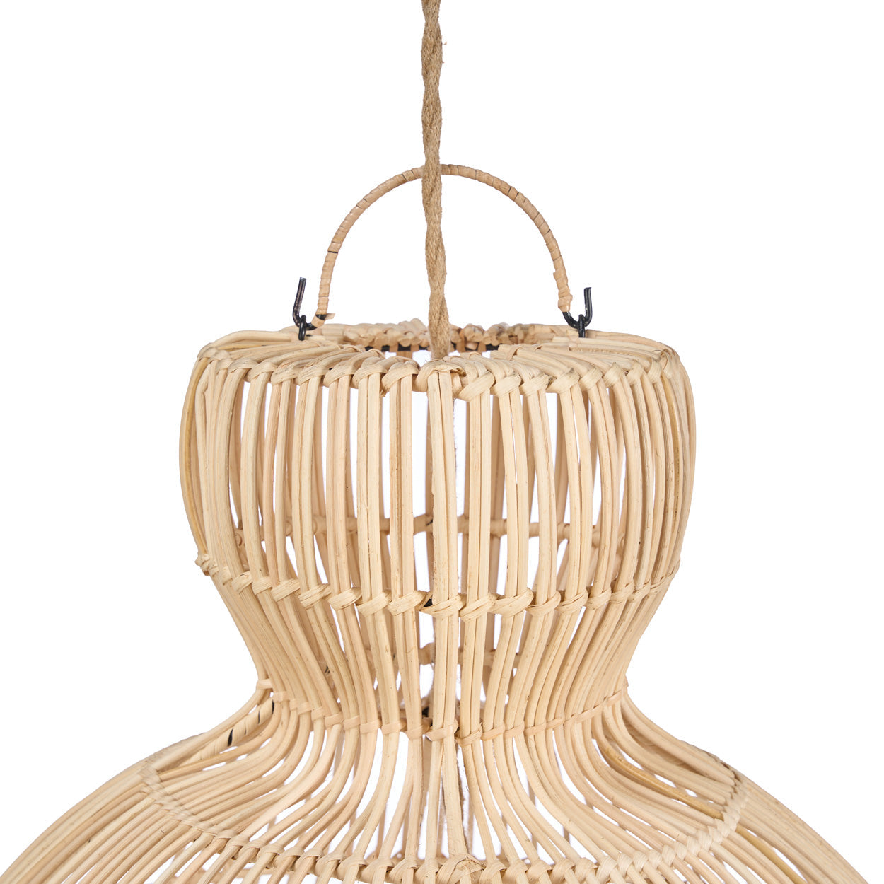 Suspension rotin naturel forme sablier ajourée – Ø50 cm